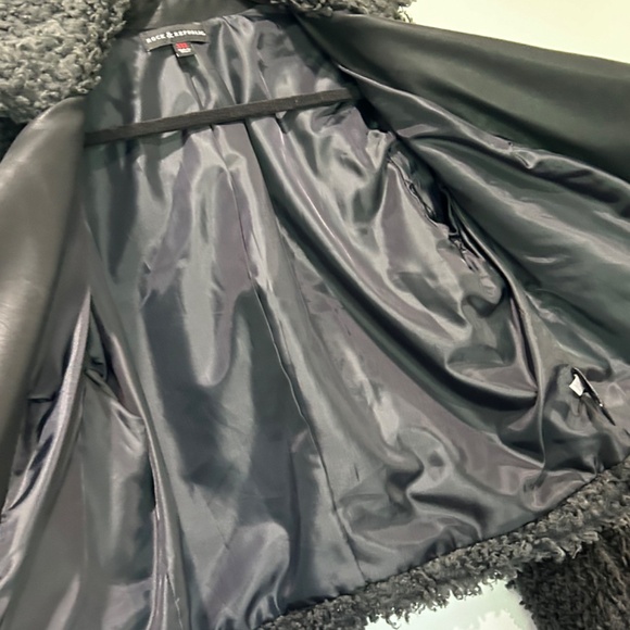 Rock & Republic Moto Style Biker Jacket Fluffy women's size XXL Black faux fur - Picture 5 of 8